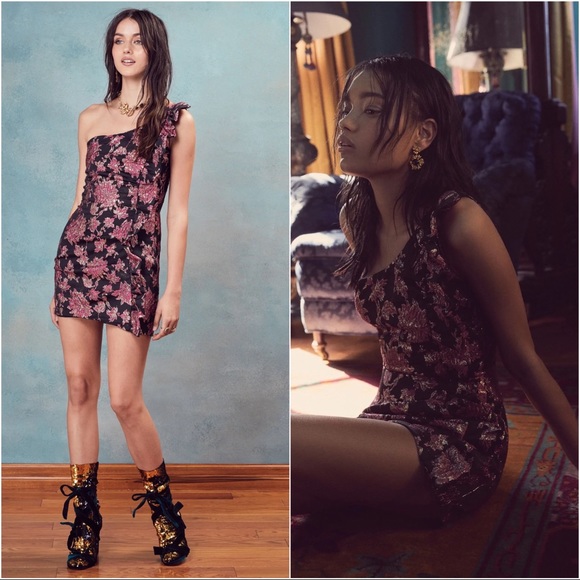 FOR LOVE & LEMONS LUELLA JACQUARD MINI DRESS SZ MEDIUM - BNWT - Picture 2 of 5